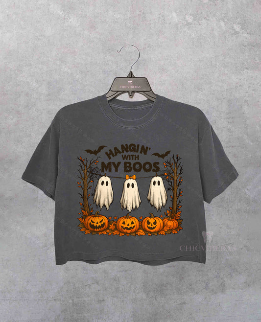 Hangin’ With My Boos Halloween Ghost Crop Shirt