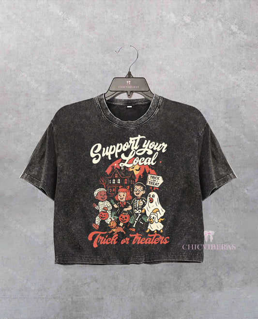 Support Your Local Trick or Treaters Crop Shirt