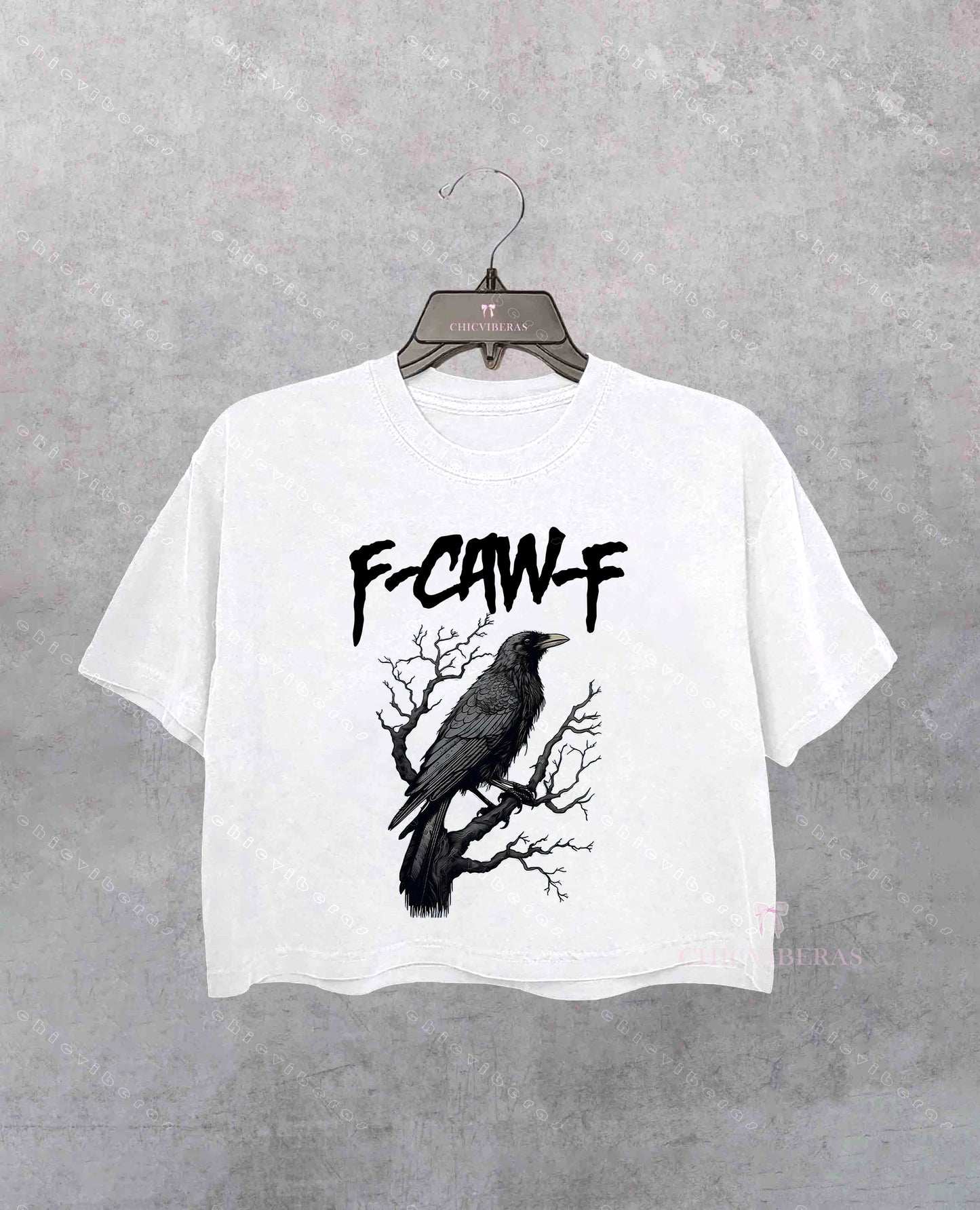 F-Caw-F Funny Crow Black Crow Moonlit Raven Crop Shirt
