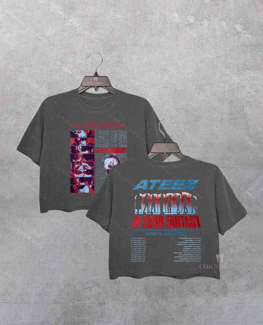 Retro Ateez 2025 World Tour in Your Fantasy Crop Shirt