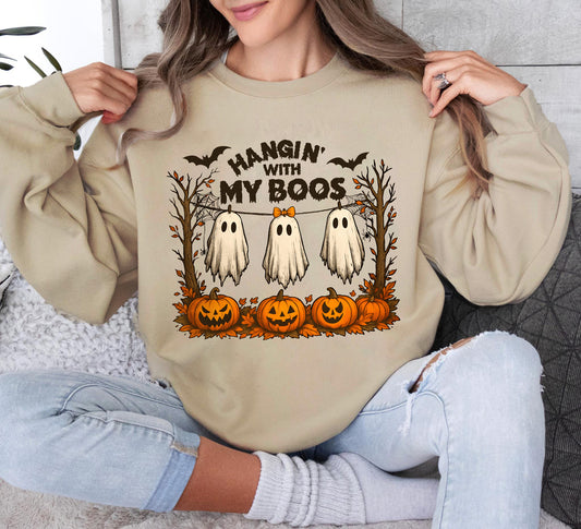 Funny Hanging Ghosts Halloween Crewneck