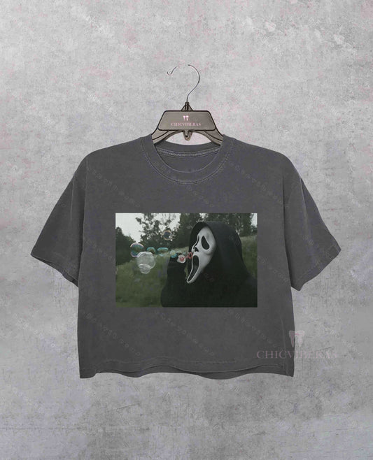 Vintage Ghostface Halloween Crop Shirt