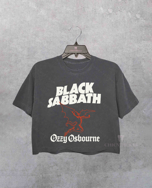 Black Sabbath Retro Rock Band Crop Shirt