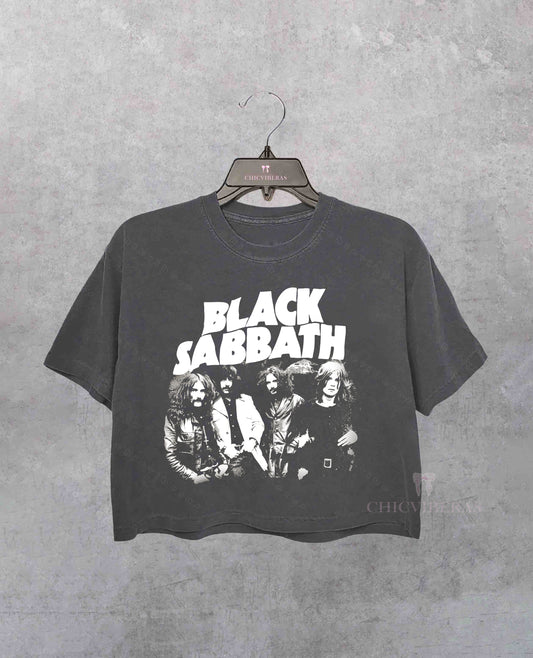 Vintage Black Sabbath Band Crop Shirt