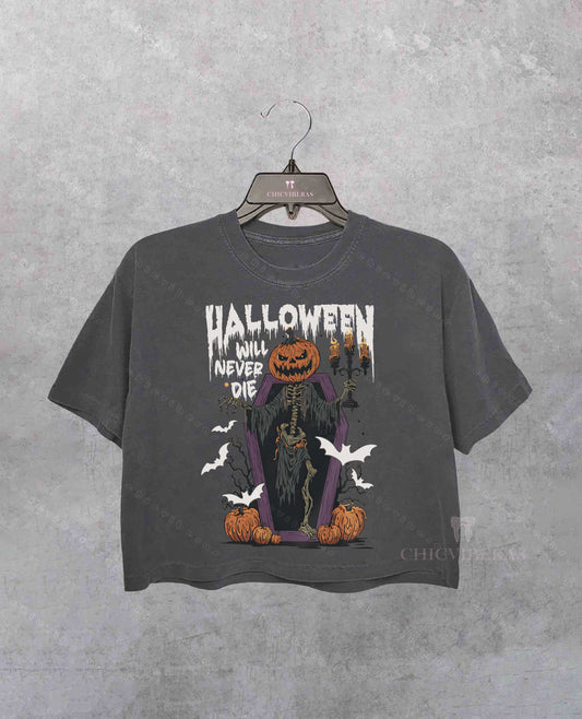 Halloween Will Never Die Crop Shirt