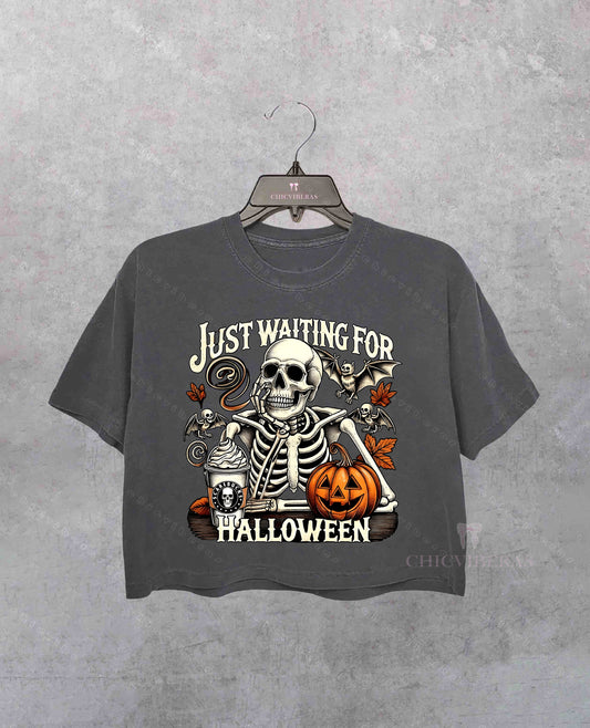 Just Waiting for Halloween Crop Shirt