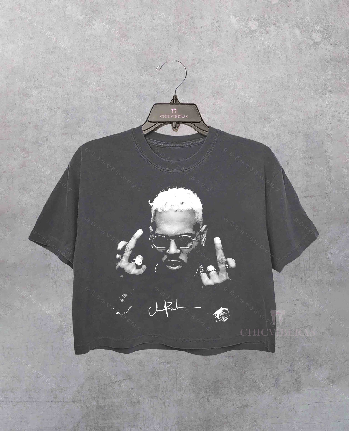 Chris Brown Vintage Middle Finger Crop Shirt