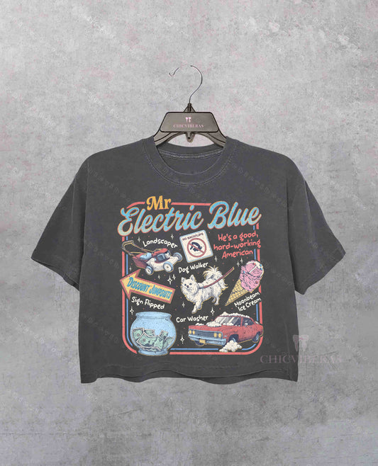 Mr Electric Blue Moonbeam Ice Cream Crop Shirt