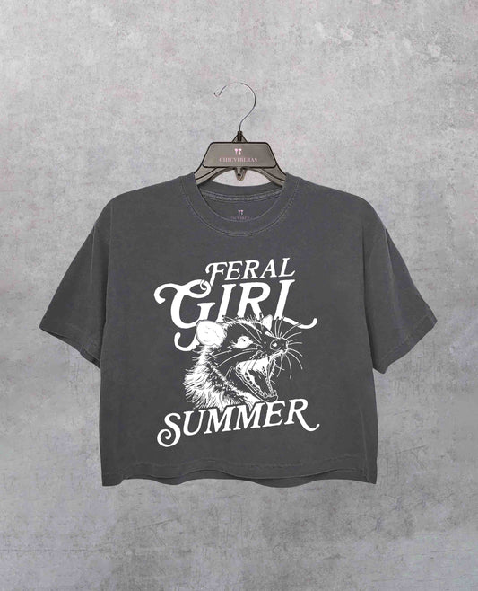 Feral Girl Summer Opossum Crop Shirt