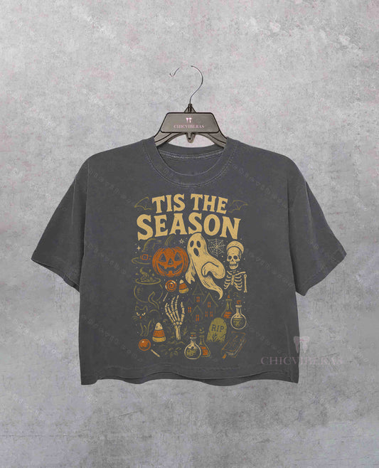Tis' the Season Halloween Aesthetic Crop Shirt