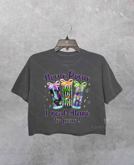 Witchy Halloween Enery Drin Horror Characters Crop Shirt
