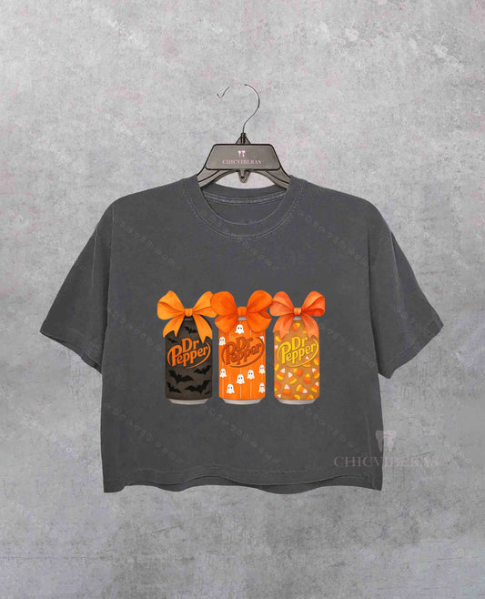 Halloween Dr Pepper Coquette Crop Shirt
