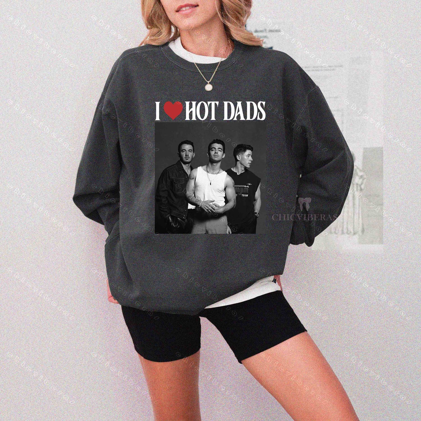 I Love Hot Dads Jonas Brothers Crewneck