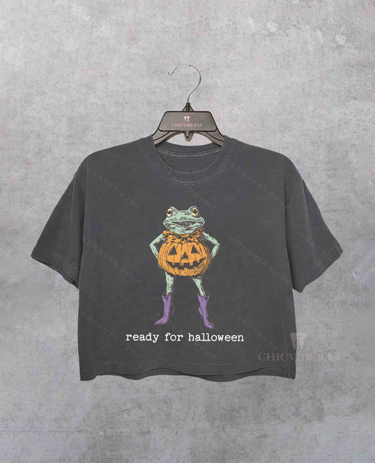 Read For Halloween Funny Meme Crop Shirt