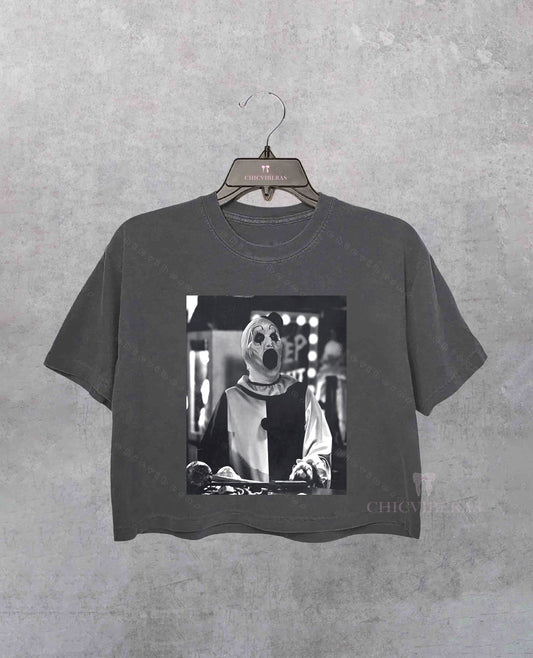 Art The Clown Terrifie Scary Horror Clown  Crop Shirt