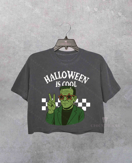Frankenstein Halloween is Cool Crop Shirt