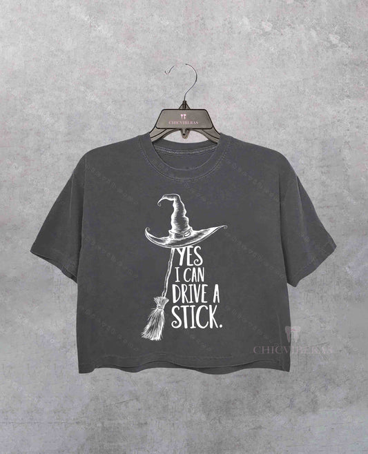 Yes I Can Drive A Stick Crop Shirt
