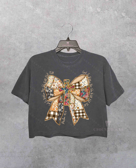 Jesus God Is Within Her Coquette Crop Shirt