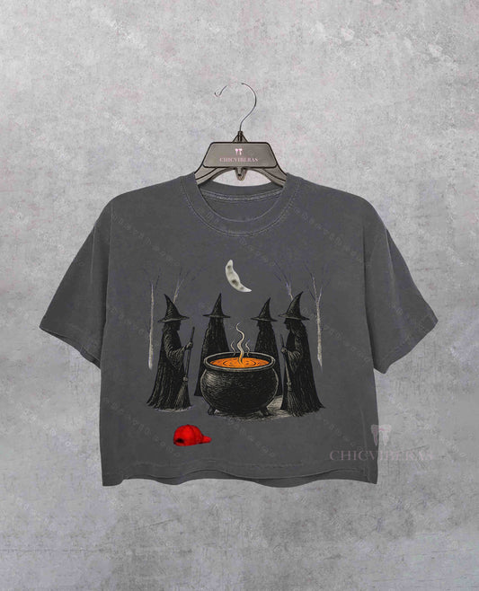 Spooky Witch Halloween FDT Feminist Crop Shirt