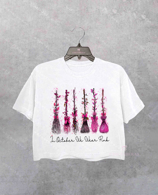 In October We Wear Pink Crop Shirt