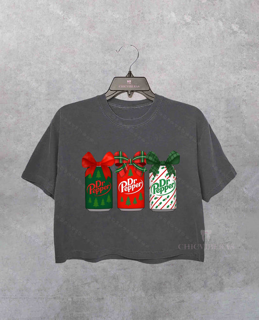 Trendy Christmas Soda Crop Shirt