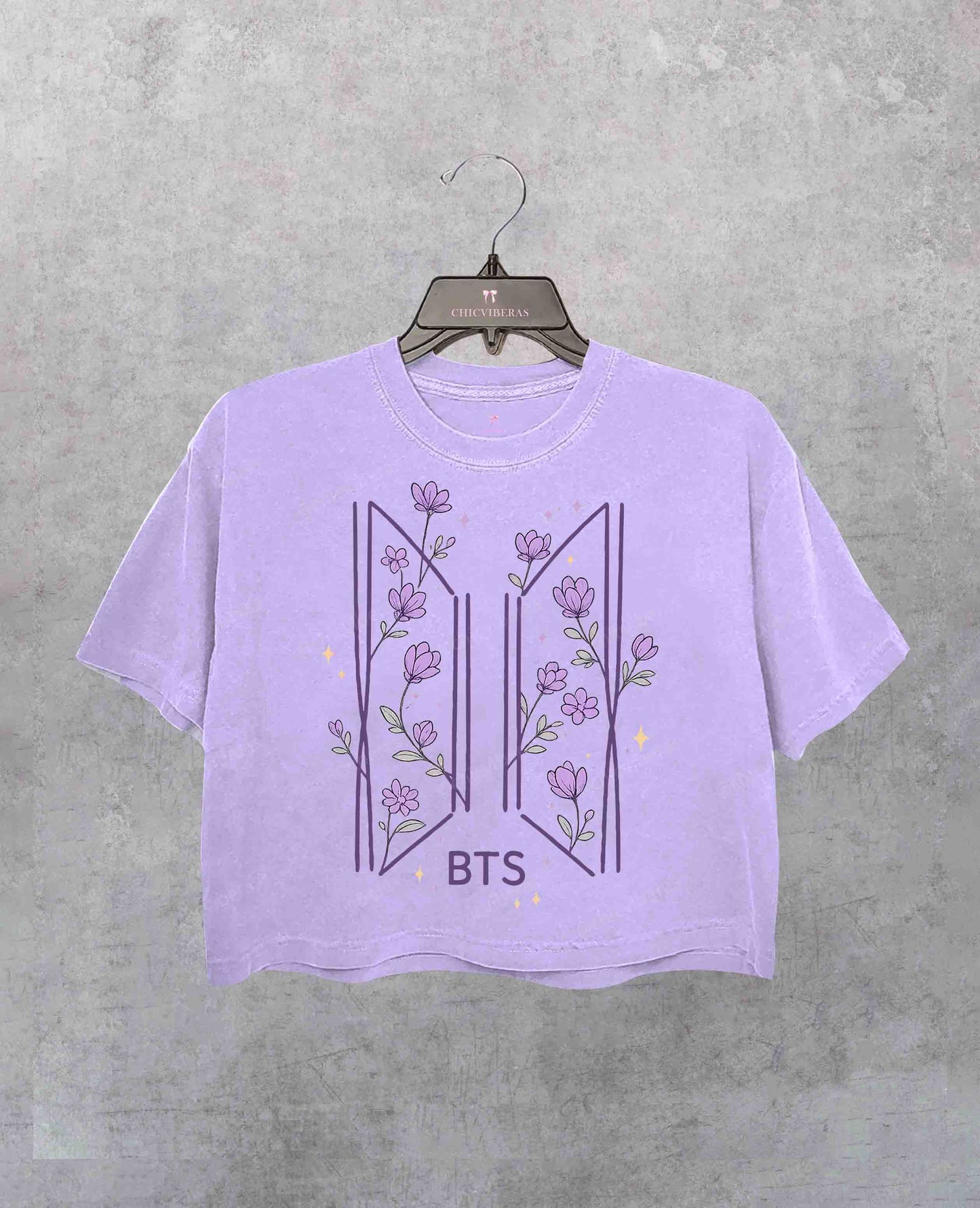 Purple Flower BTS Crop Shirt