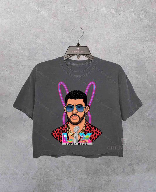Bad Bunny Super Bowl Boricua LX Crop Shirt