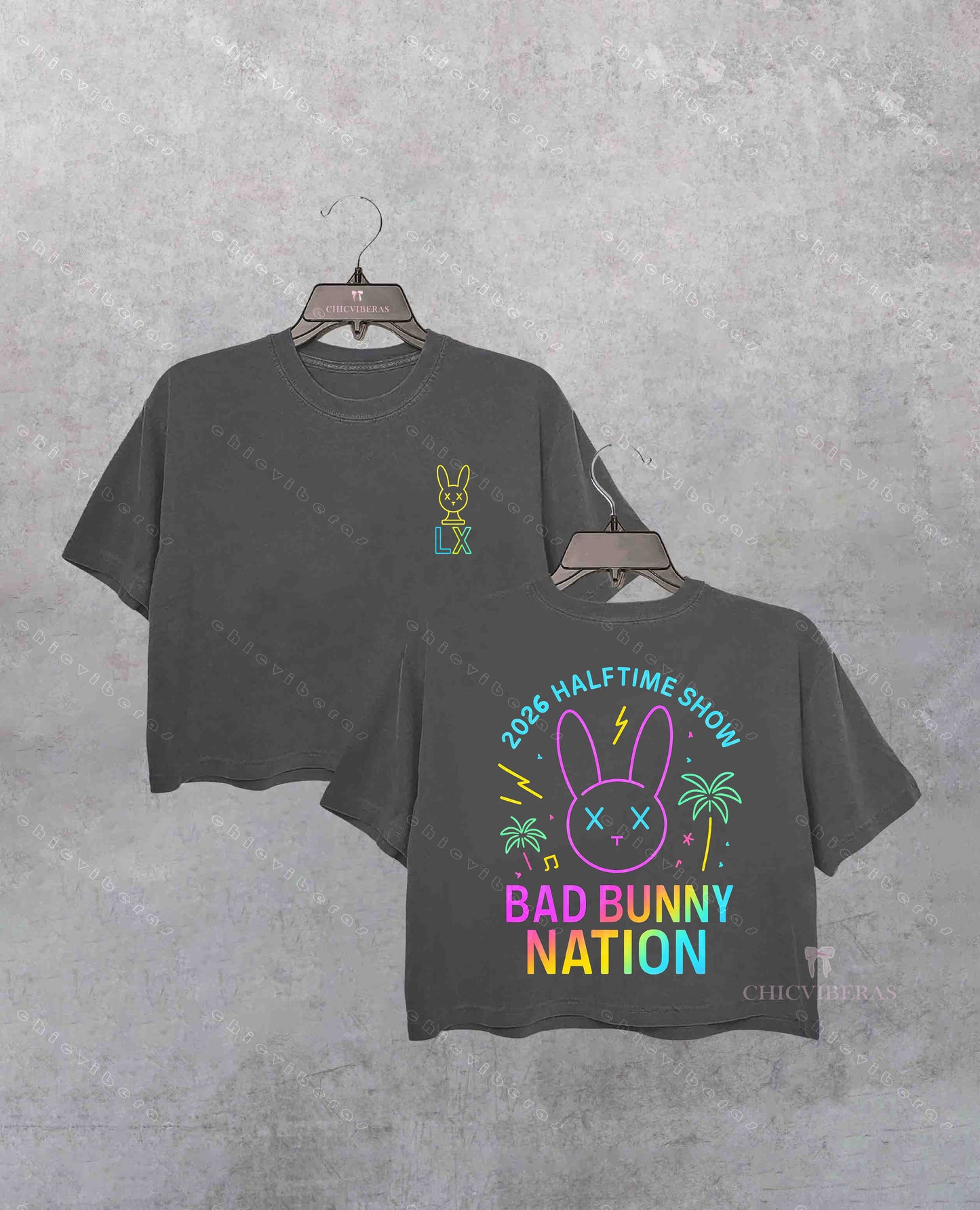 Bad Bunny Nation Neon LX Halftime Show Crop Shirt