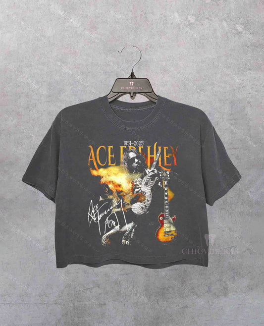 RIP Ace Frehley Kiss Rock And Roll Legend Tribute Crop Shirt