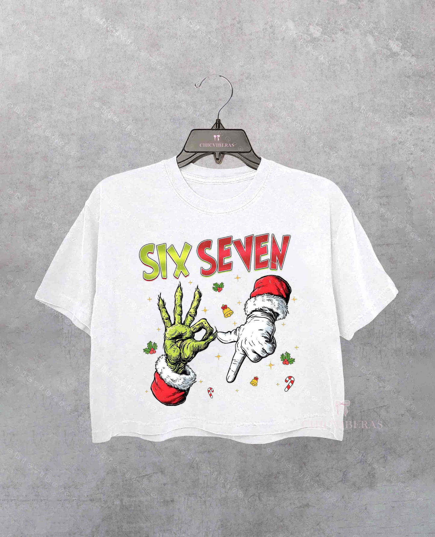 6 7 Meme Funny Mean Guy Christmas Crop Shirt