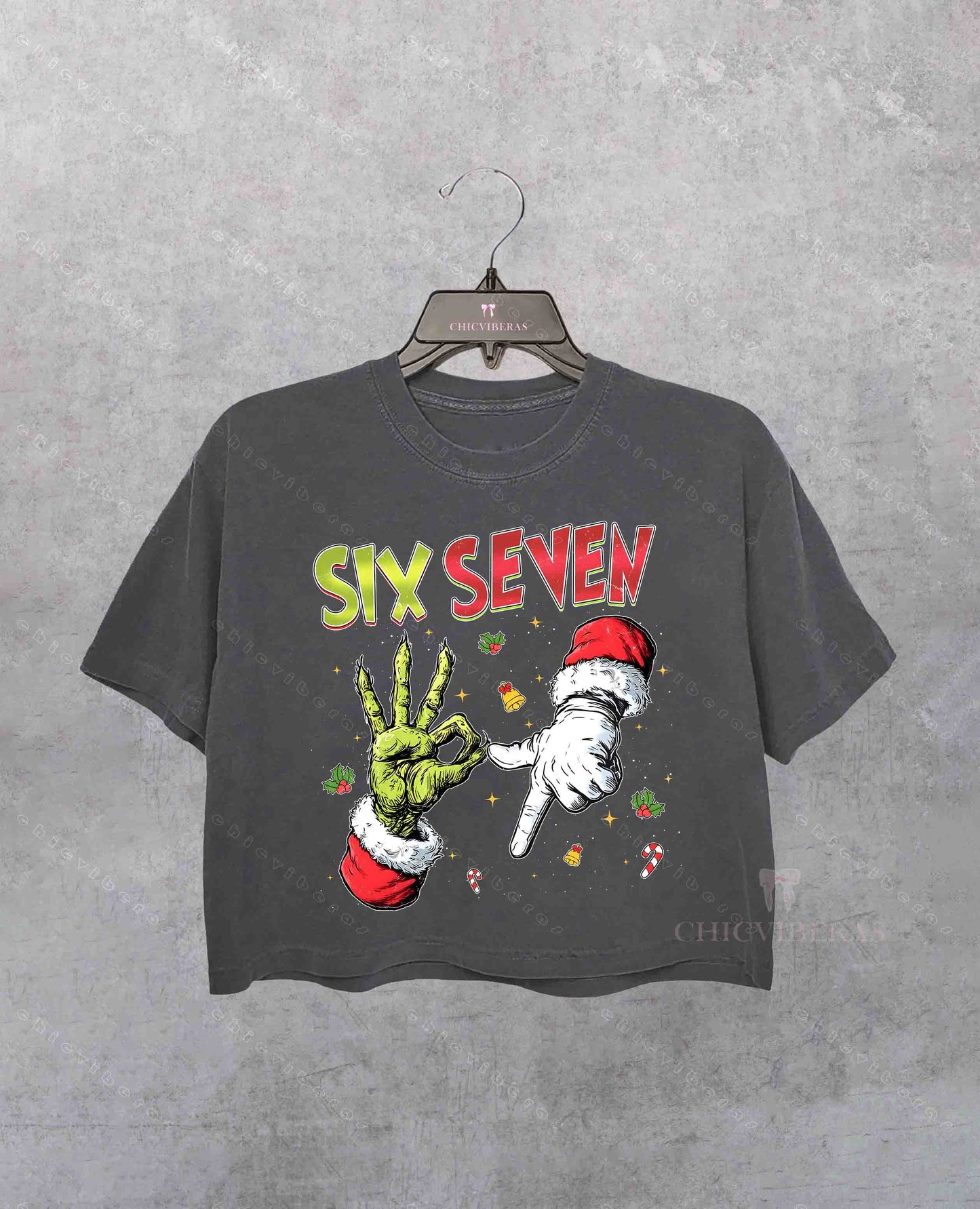 6 7 Meme Funny Mean Guy Christmas Crop Shirt