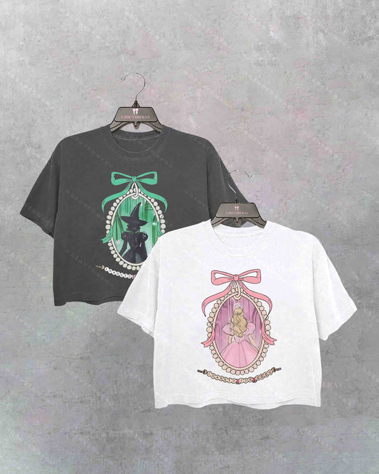Wicked Movie Inspired Pink & Green Couple Crop Shirt