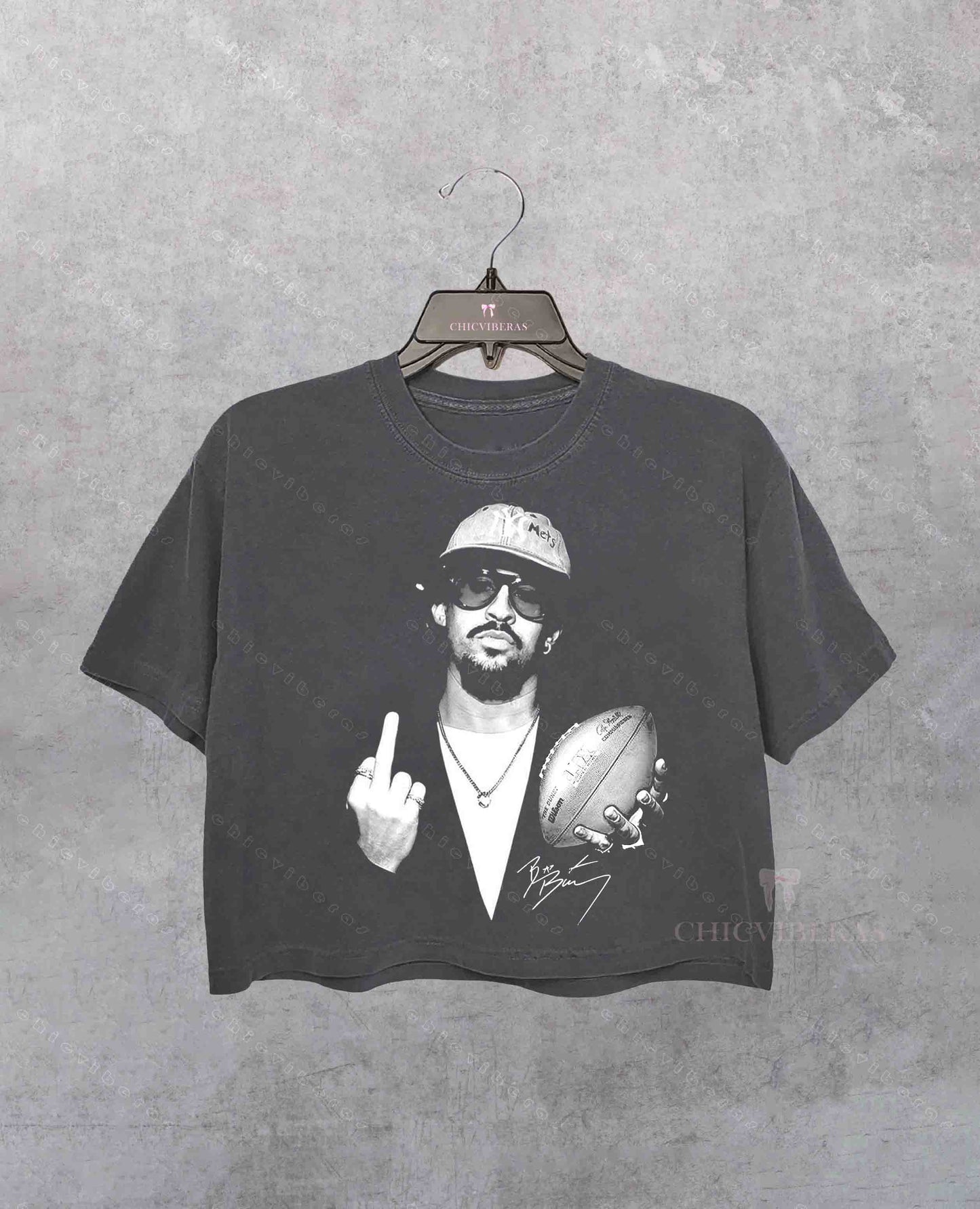 Middel Finger Bad Bunny Bowl LX 2026 Crop Shirt