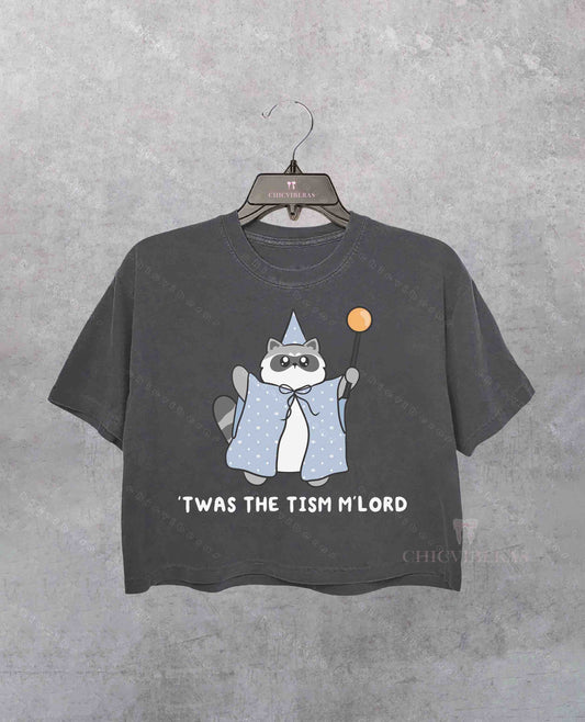 Twas The Tism Mlord Raccoon Autism Crop Shirt