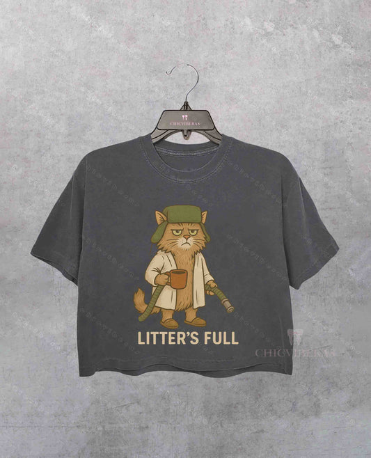 Litter's Full Christmas Vacation Cat Crop Shirt