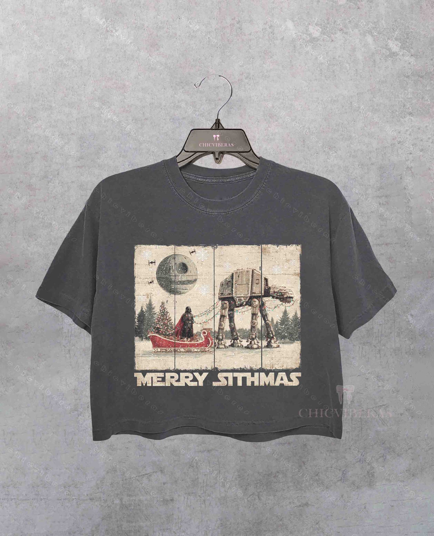 Vintage Dashing Through The Snow Star Wars Crop Shirt