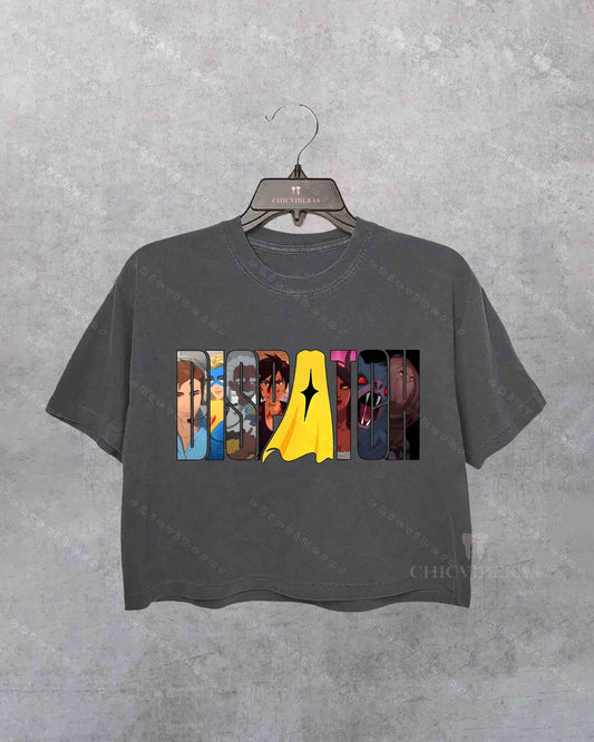 Dispatch Game Anime Lettering Crop Shirt