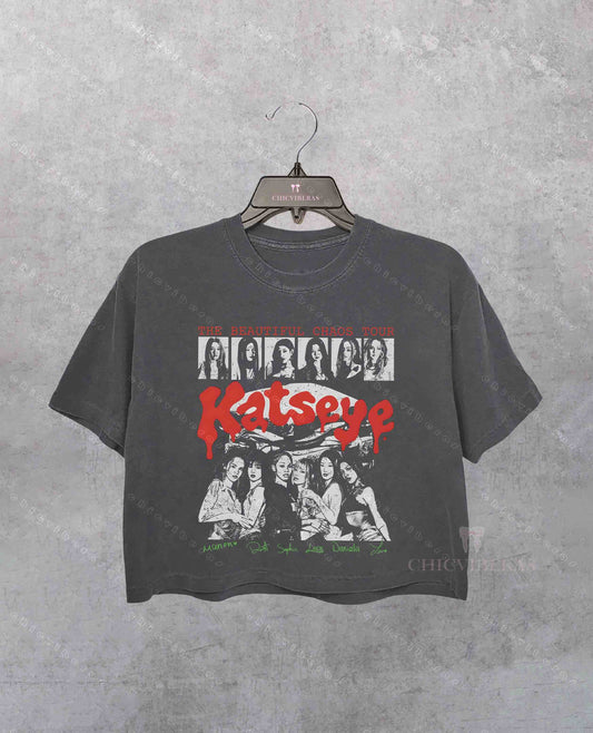 Katseye Kpop Vintage 90s Graphic Crop Shirt