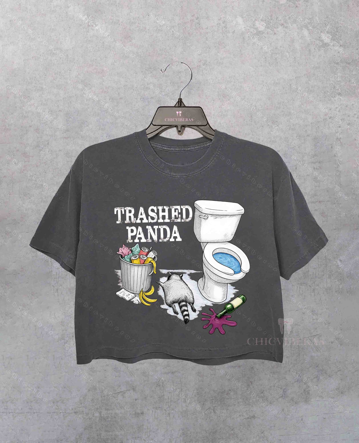Trashed Panda Funny Drunk Raccoon Crop Shirt