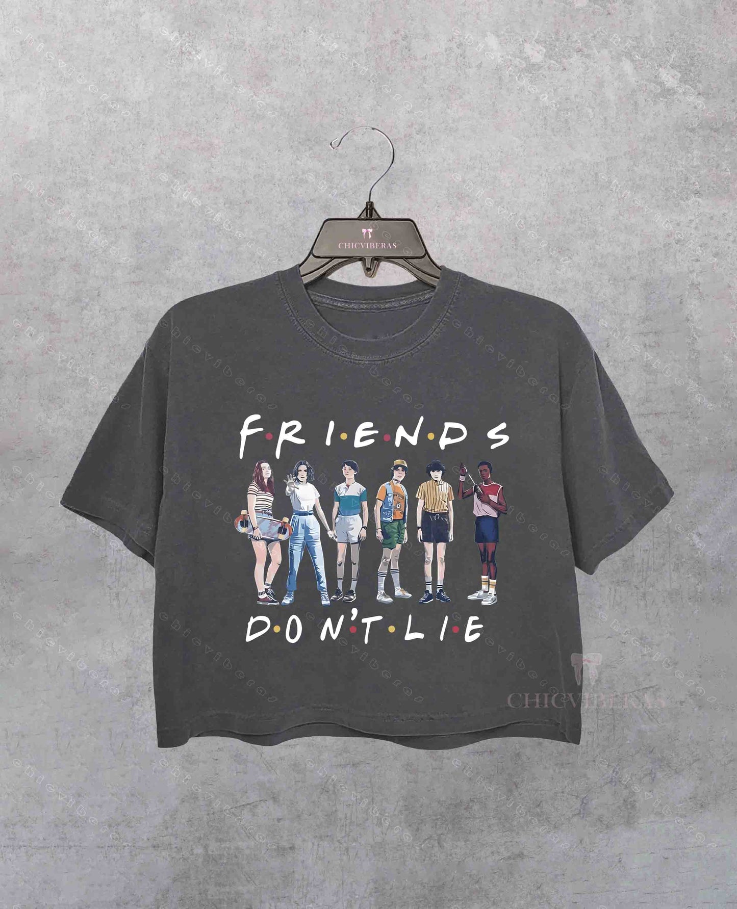 Retro 90s Friends Don't Lie Stranger Crop Shirt