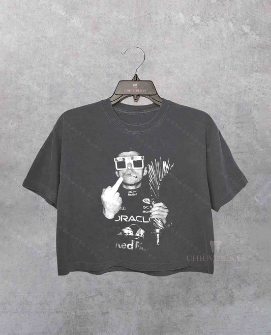 Max Verstappen Sunglasses Middle Finger Crop Shirt