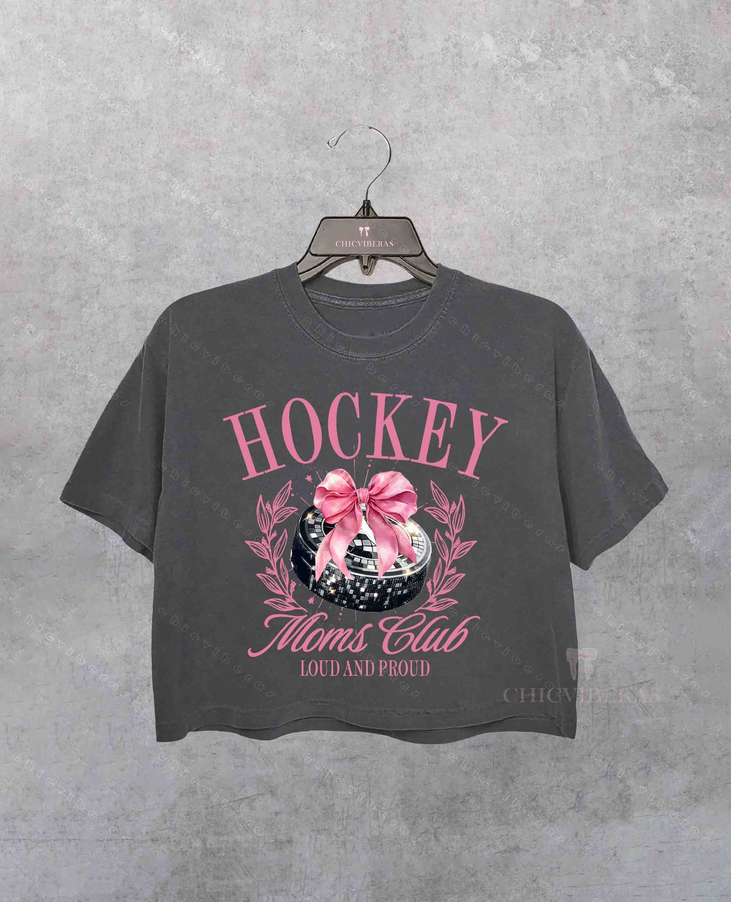 Moms Club Hockey Bow Crop Shirt