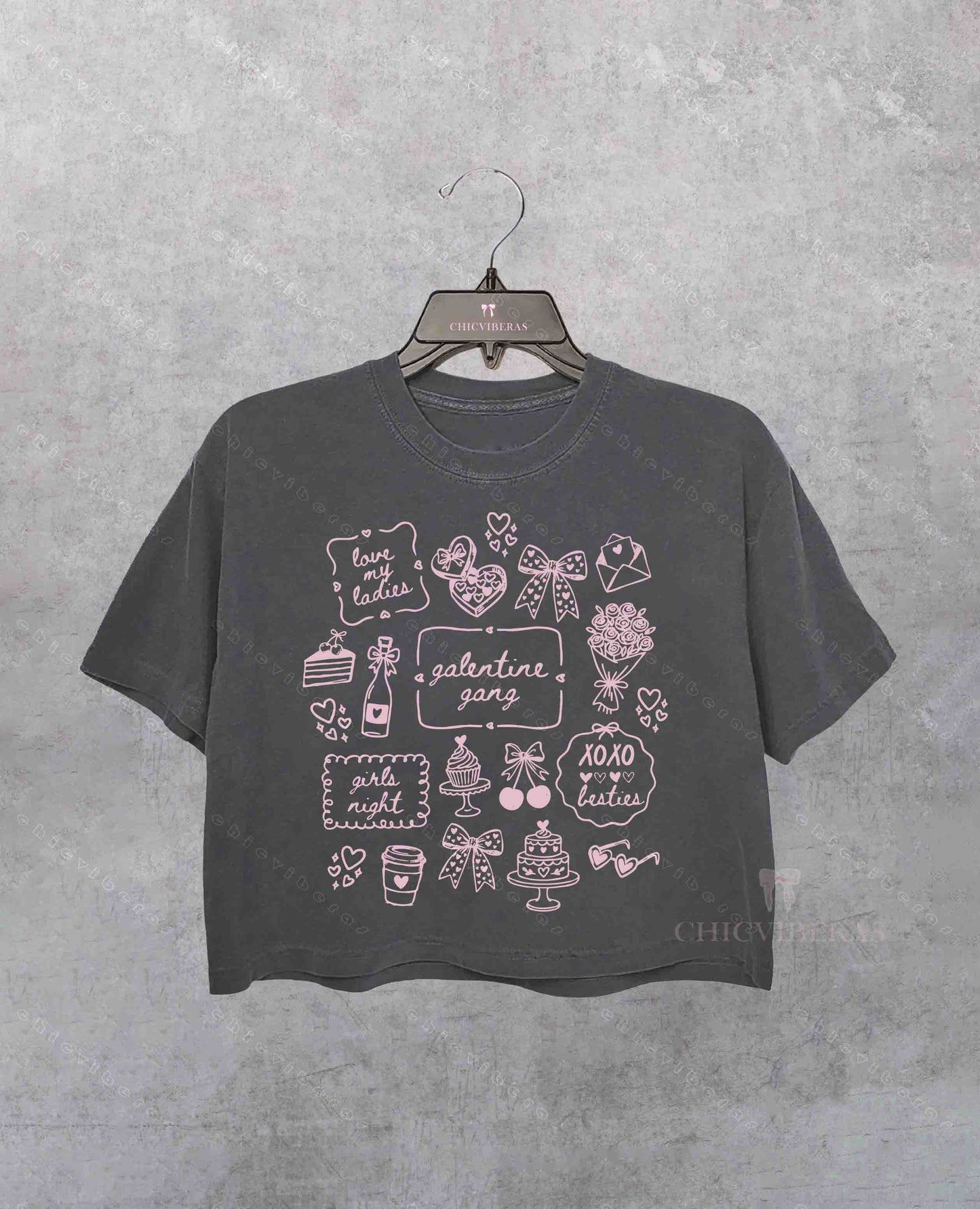 Matching Galentine Valentine's Day Crop Shirt