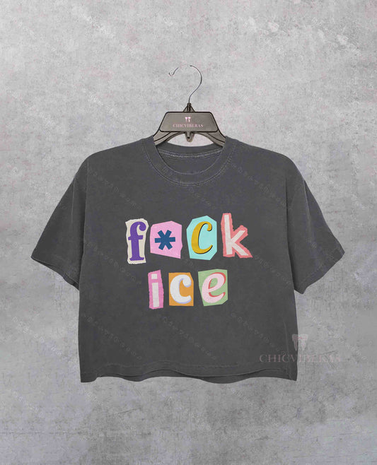 F*ck Ice Magazine Letters Crop Shirt