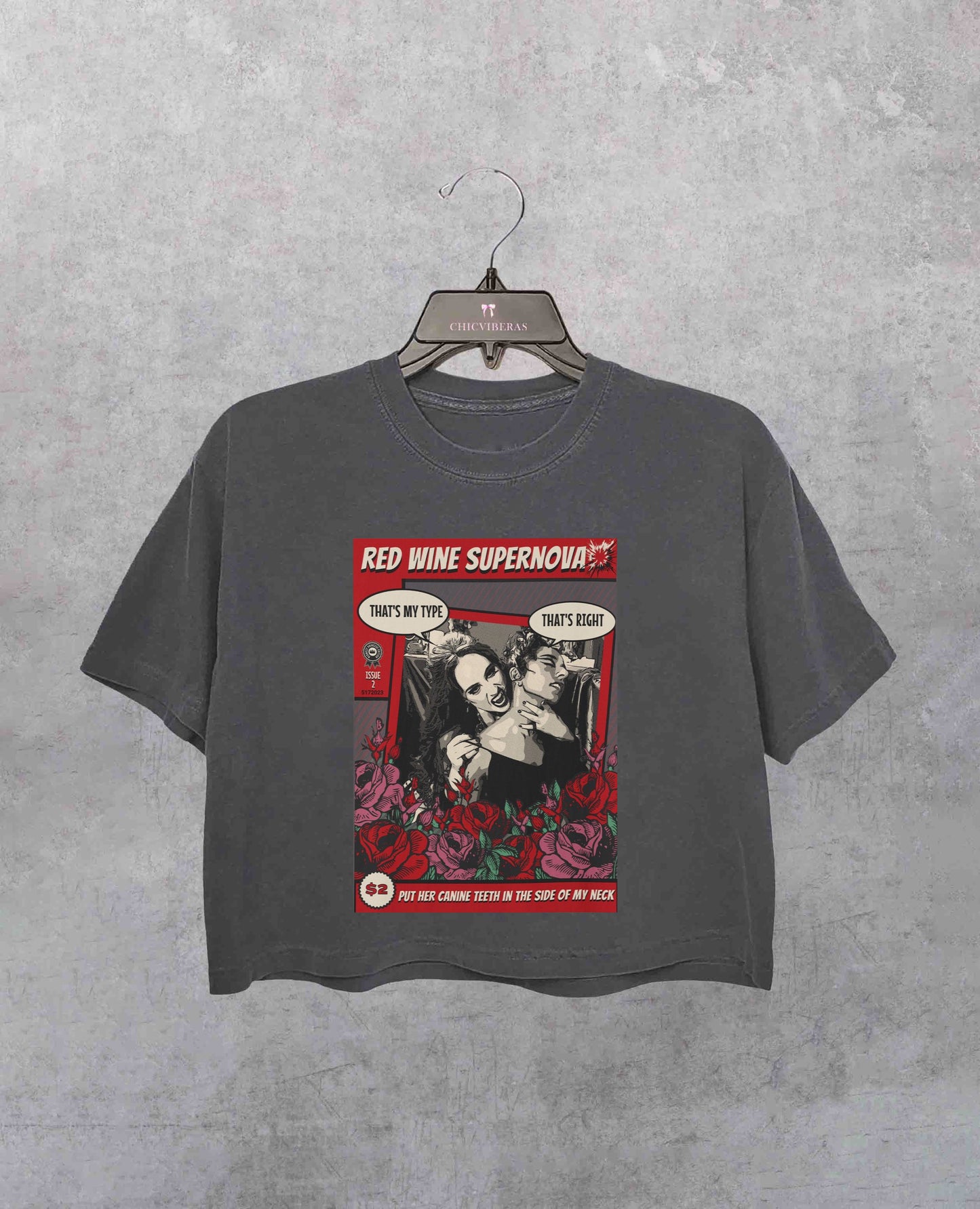 Halloween Red Wine Supernova Vampire Crop Shirt