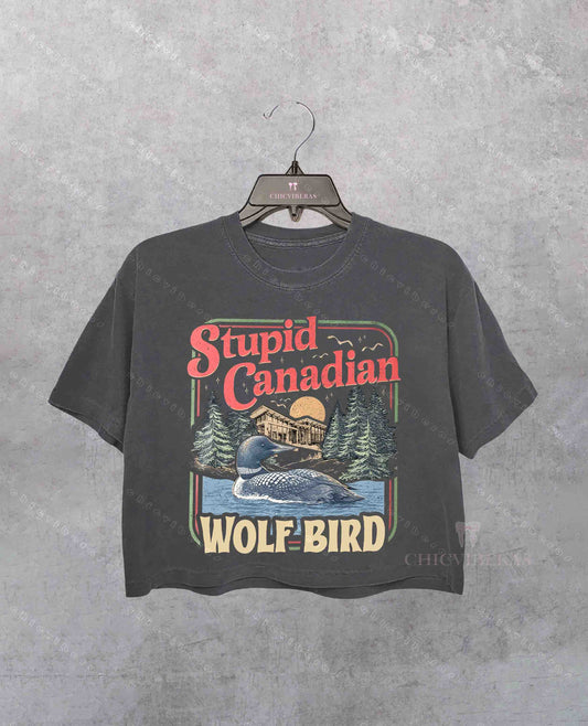 Stupid Canadian Wolf Bird HR Inspired Crop Shirt