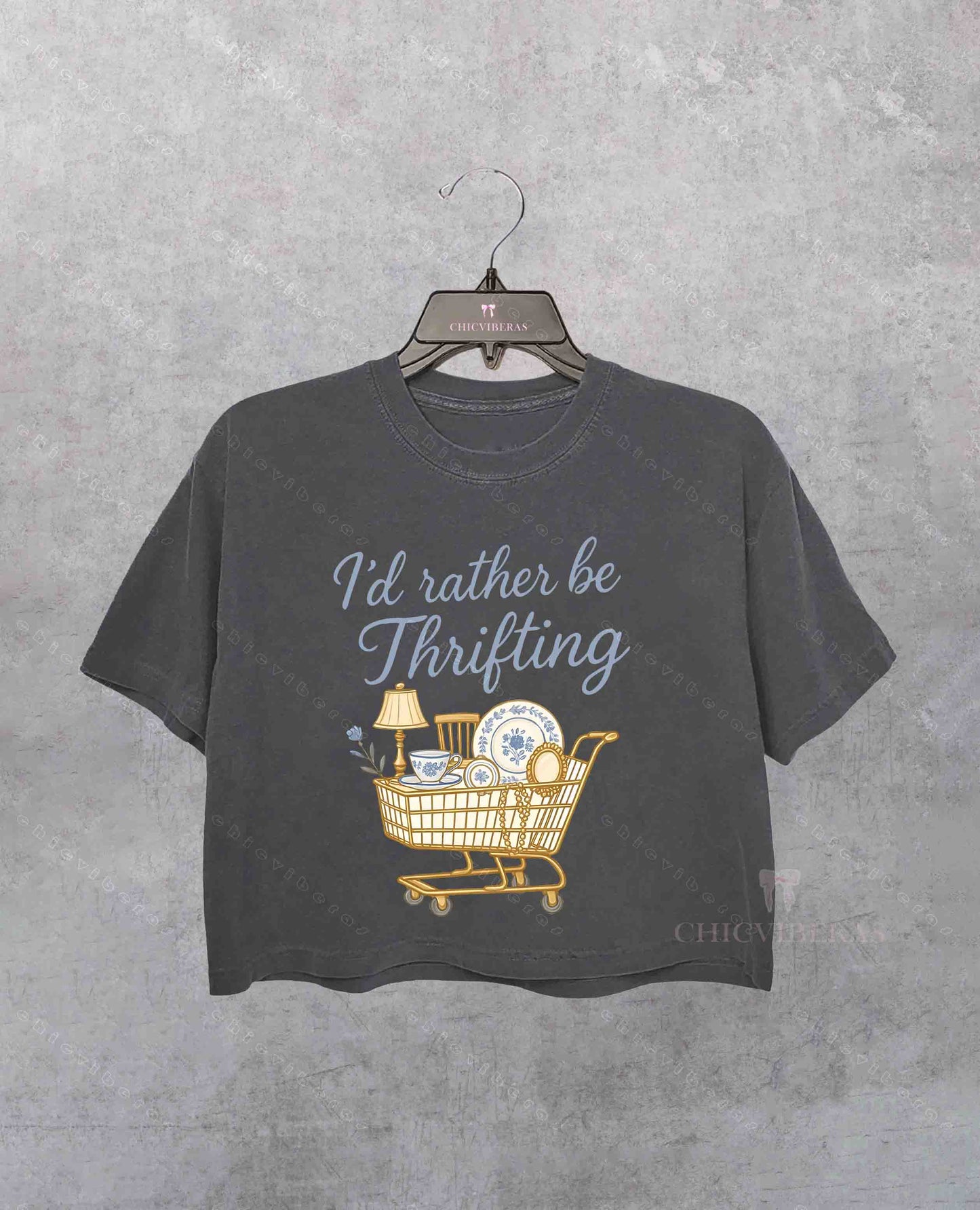 I’d Rather Be Thrifting Thrift Aesthetic Crop Shirt