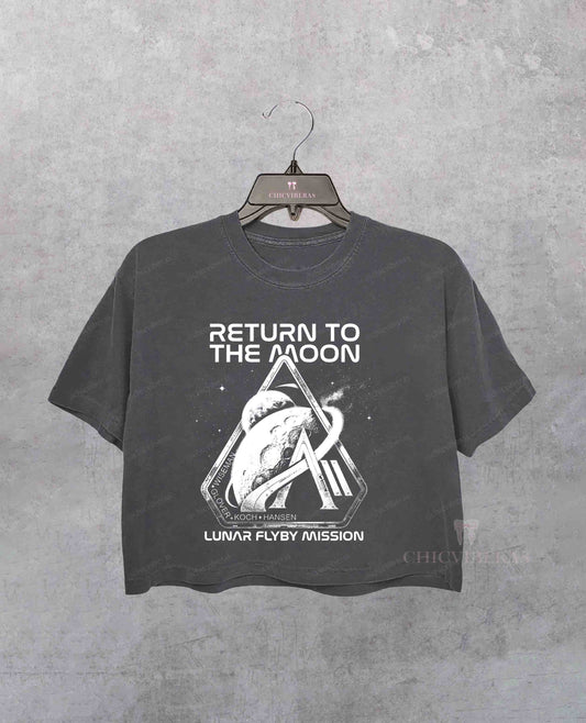 Artemis 2 Return To The Moon Lunar Flyby Crop Shirt