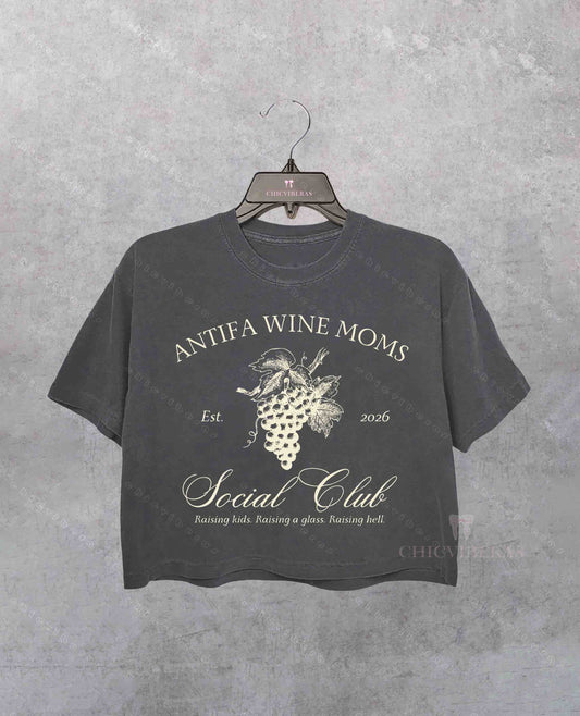 Antifa Wine Mom Crop Shirt