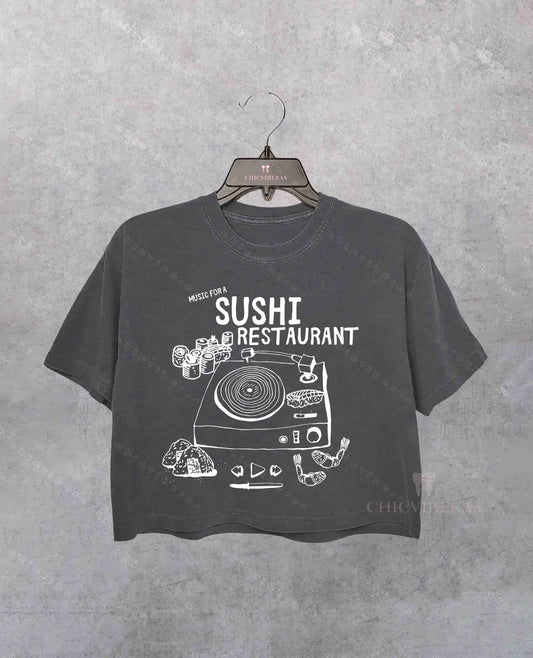 Music For Sushi Restuarant Crop Shirt